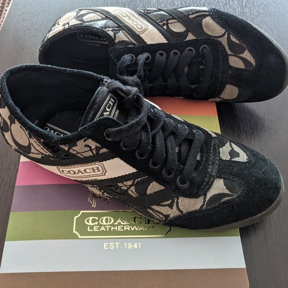 Coach sneakers black and grey signature print